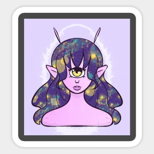 Follow the Stars Girl - Purple Background Sticker